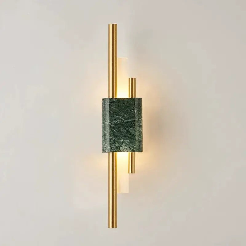 Lámpara de pared cilíndrica moderna – Luz de dormitorio de metal en dorado/verde/blanco - Flindria