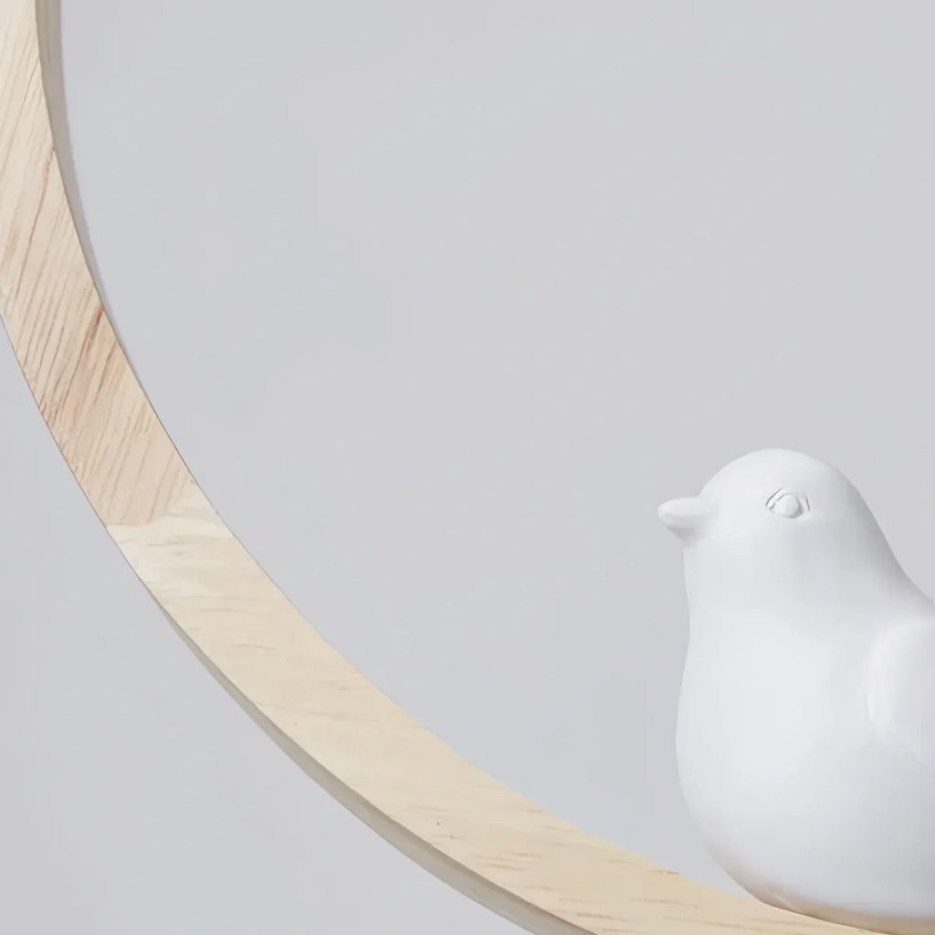 Modern Wood Pendant Light – Ring With Bird for Living/Dining Room - Flindria