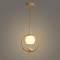 Modern Wood Pendant Light – Ring With Bird for Living/Dining Room - Flindria