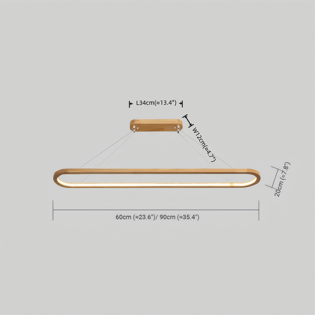 Minimalist Wooden Pendant Light - Oval LED Design for Living/Dining Room - Flindria