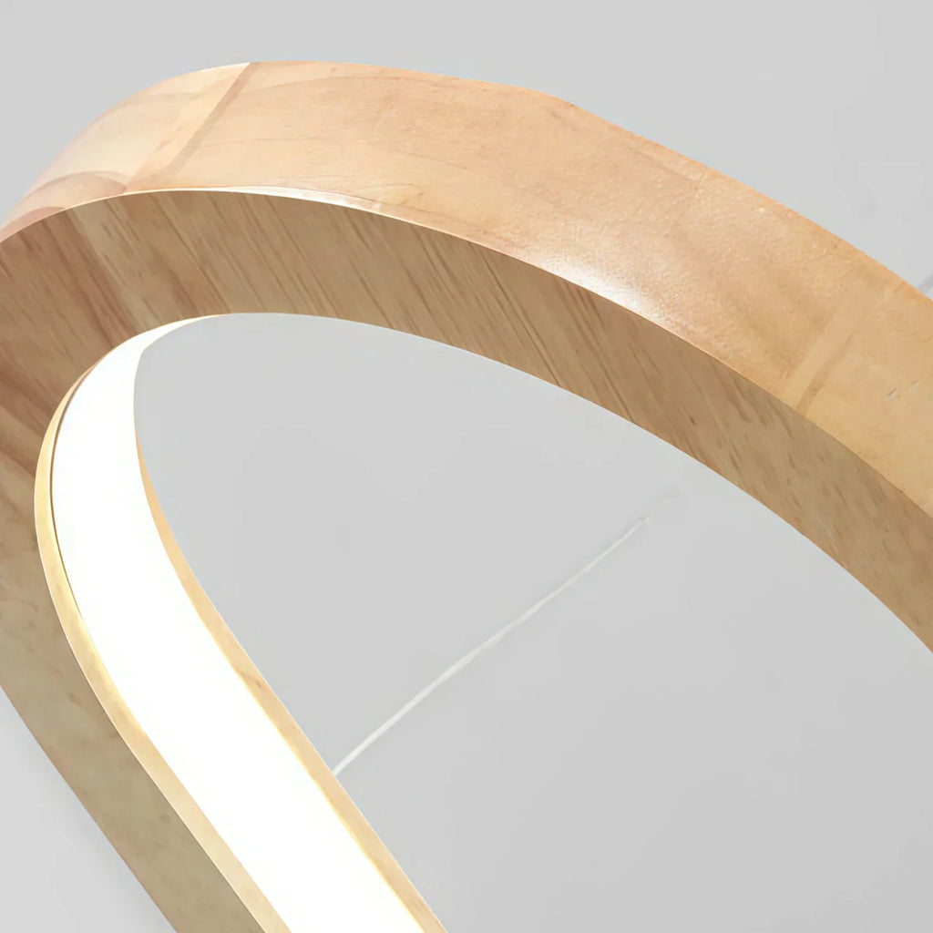 Minimalist Wooden Pendant Light - Oval LED Design for Living/Dining Room - Flindria