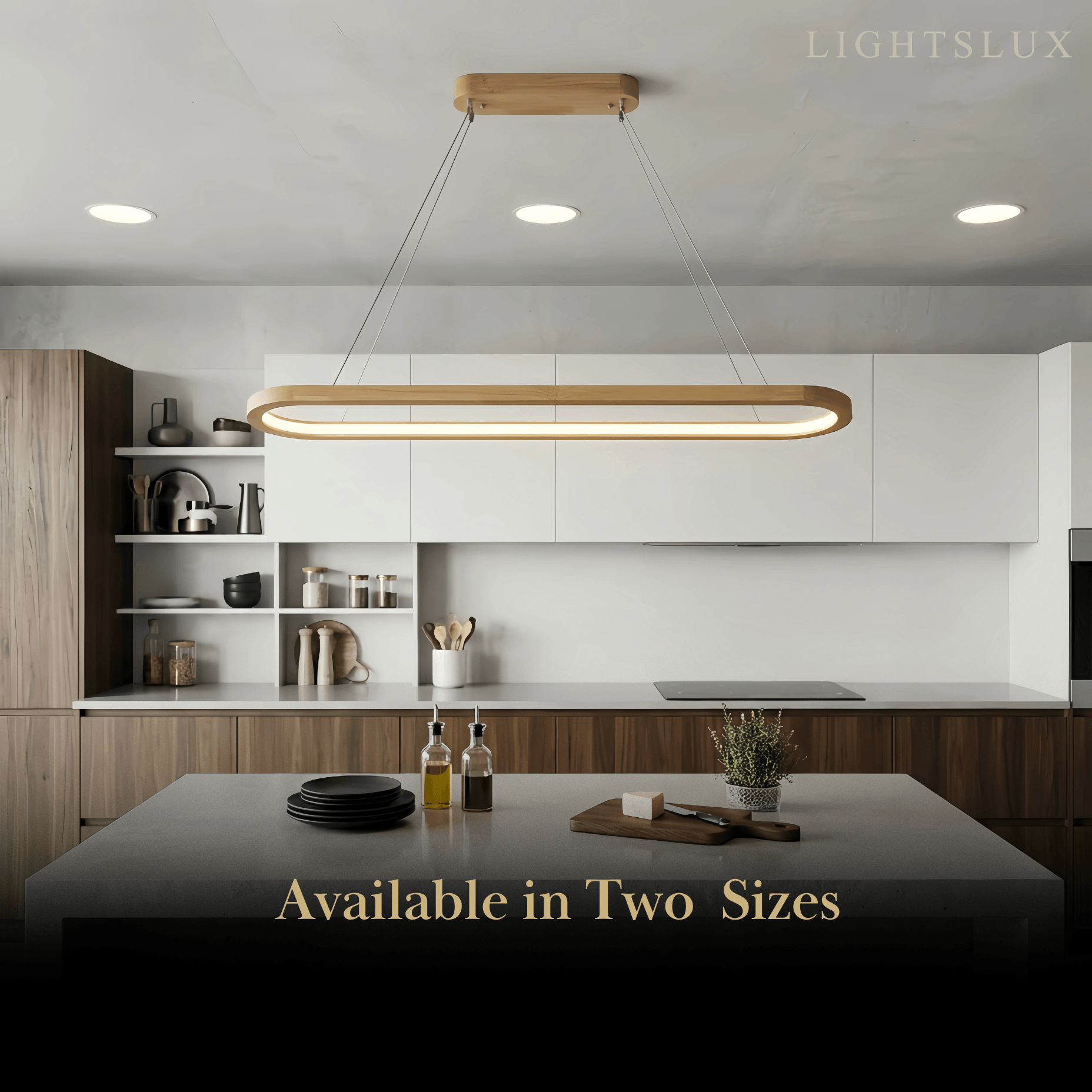 Minimalist Wooden Pendant Light - Oval LED Design for Living/Dining Room - Flindria