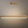 Minimalist Wooden Pendant Light - Oval LED Design for Living/Dining Room - Flindria