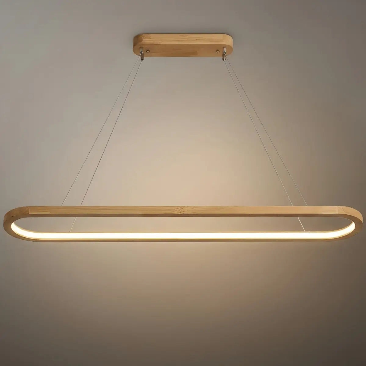 Minimalist Wooden Pendant Light - Oval LED Design for Living/Dining Room - Flindria