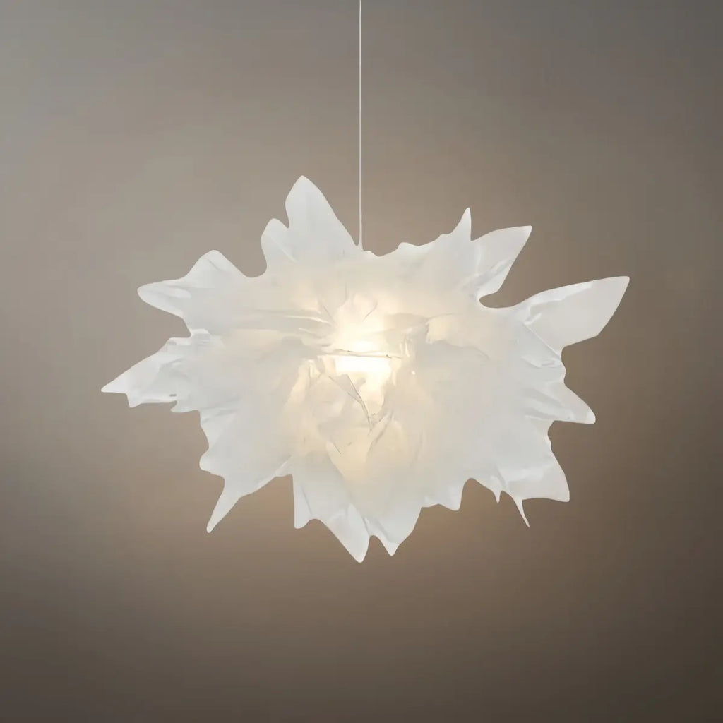 Art Deco Pendant Light – White Metal Floral with Organza Shade for Bedroom - Flindria