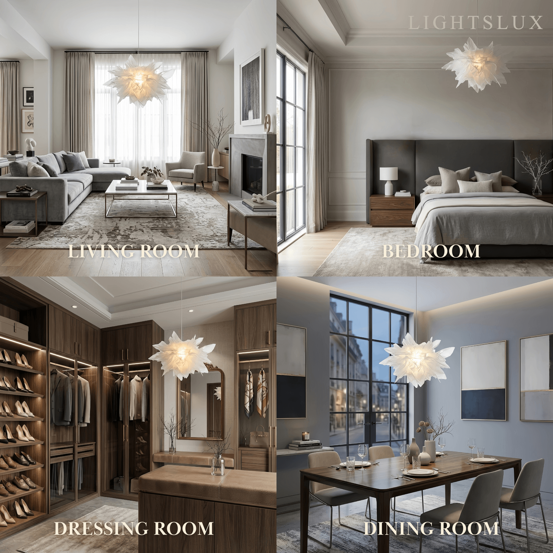 Art Deco Pendant Light – White Metal Floral with Organza Shade for Bedroom - Flindria