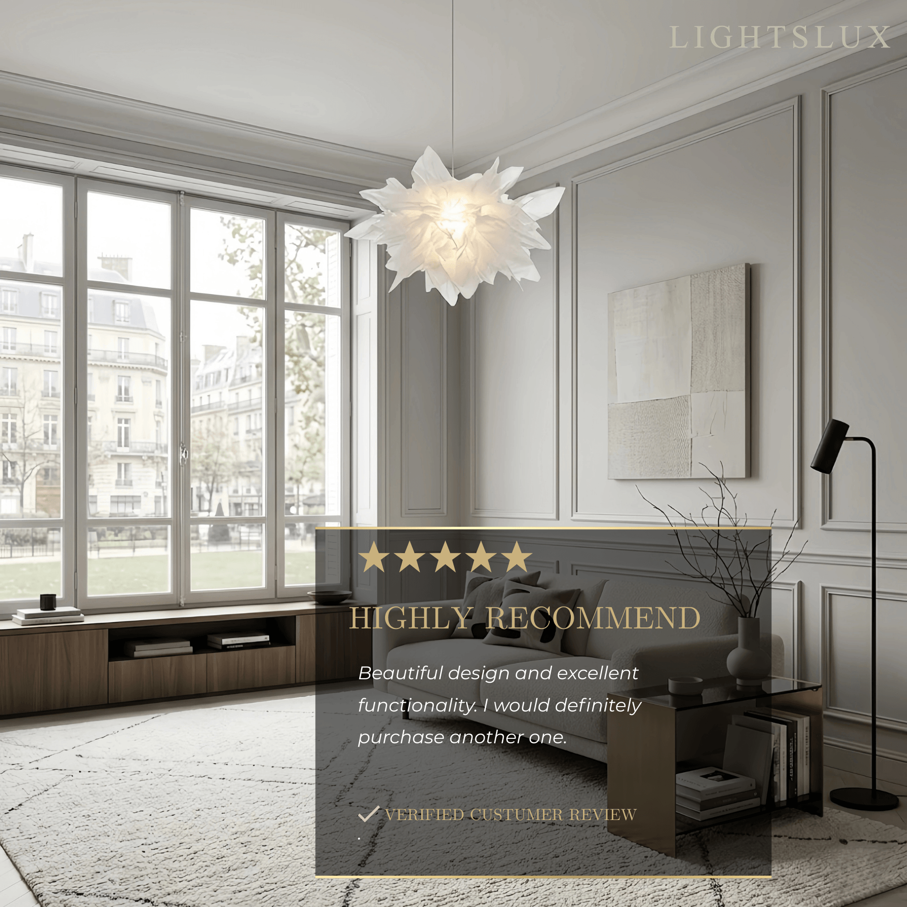 Art Deco Pendant Light – White Metal Floral with Organza Shade for Bedroom - Flindria