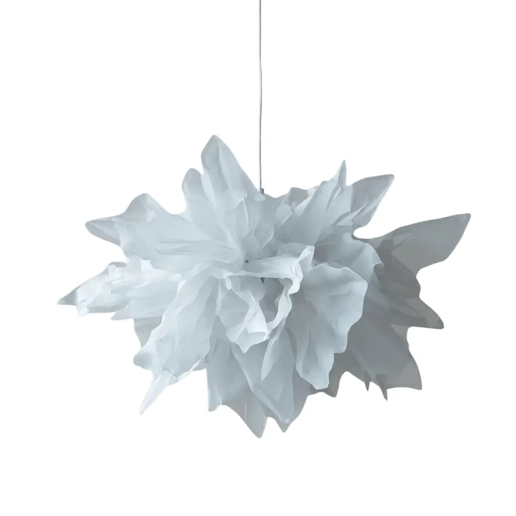 Art Deco Pendant Light – White Metal Floral with Organza Shade for Bedroom - Flindria