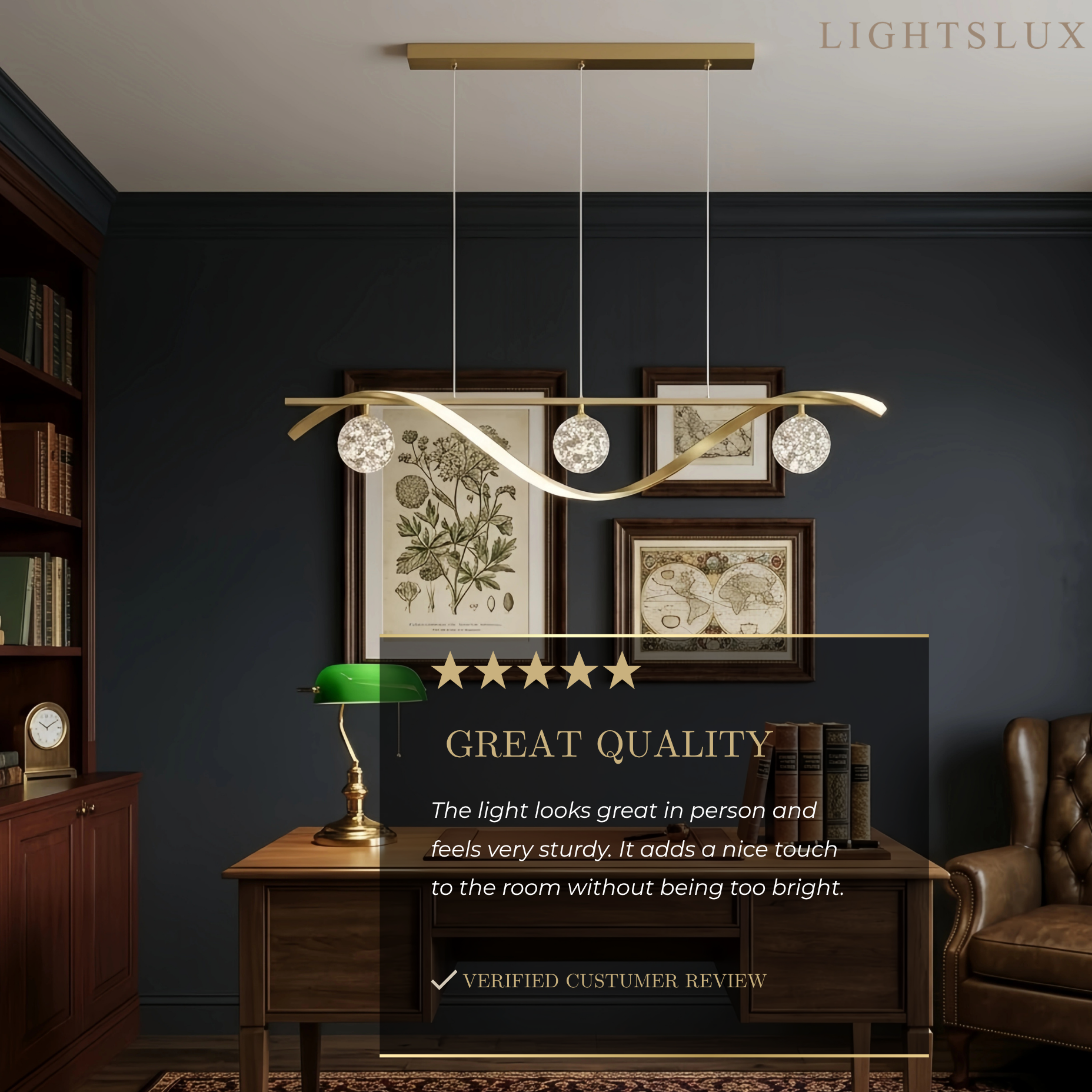 Modern Pendant Light - Black/Gold Metal/Glass for Dining Room - Flindria