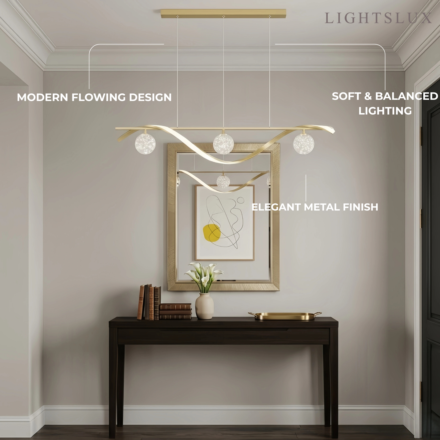 Modern Pendant Light - Black/Gold Metal/Glass for Dining Room - Flindria