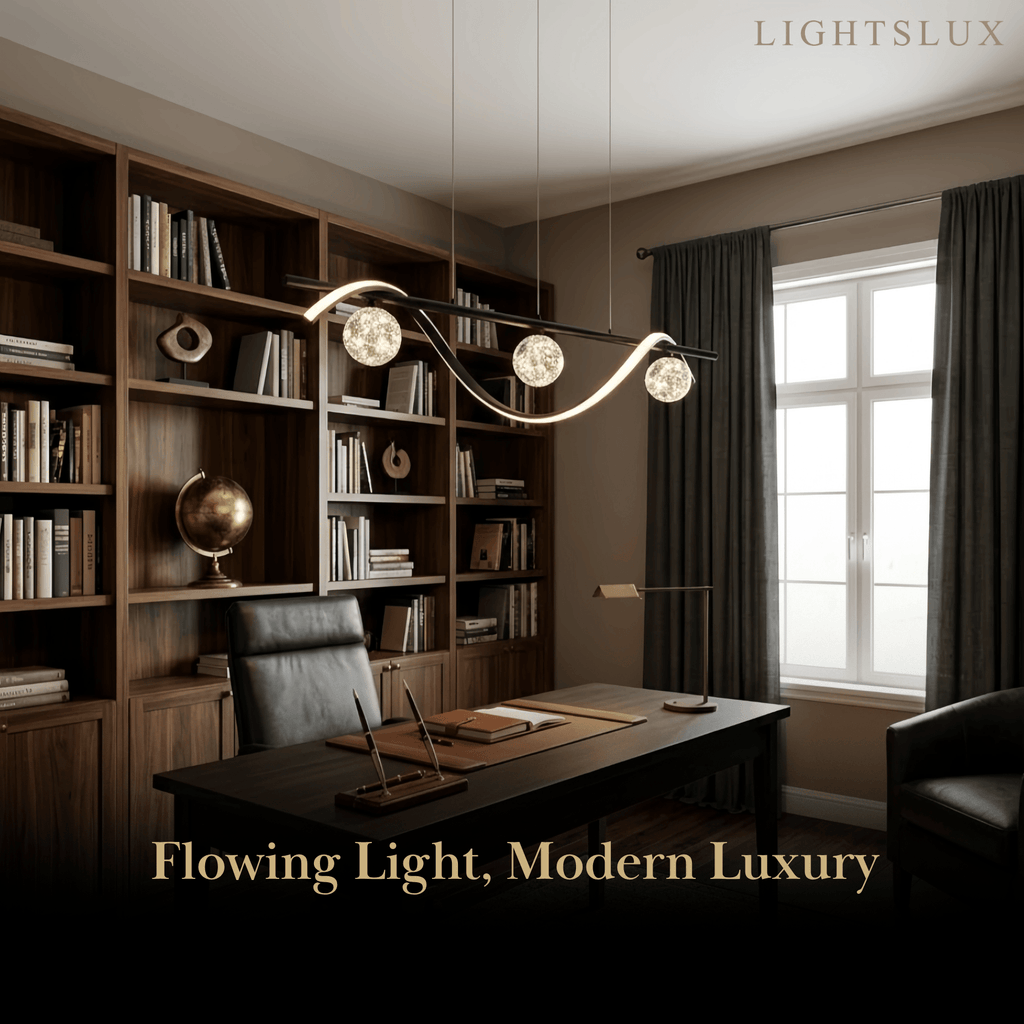 Modern Pendant Light - Black/Gold Metal/Glass for Dining Room - Flindria