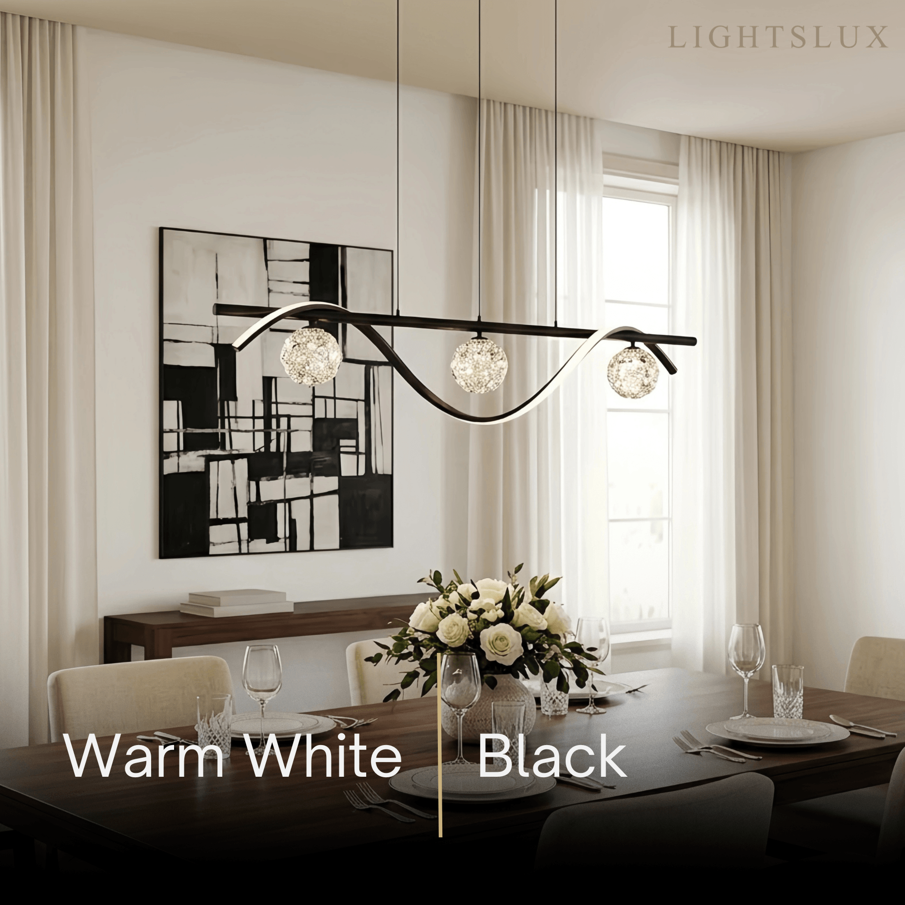 Modern Pendant Light - Black/Gold Metal/Glass for Dining Room - Flindria