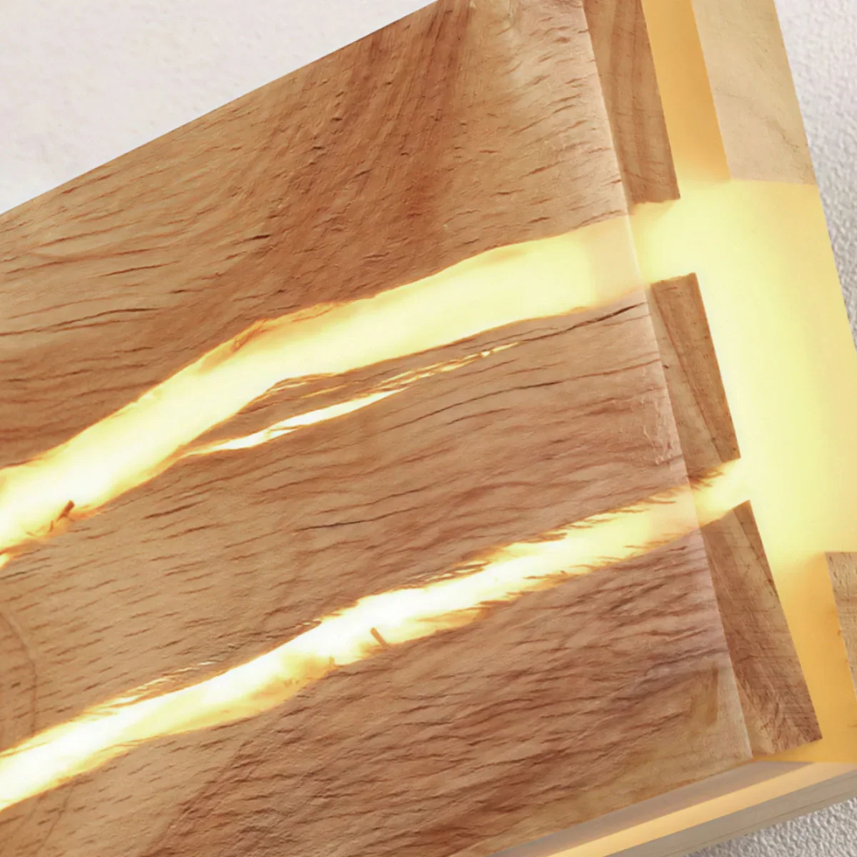 Modern LED Wall Lamp - Wood & Metal Linear Rectangle for Bedroom - Flindria