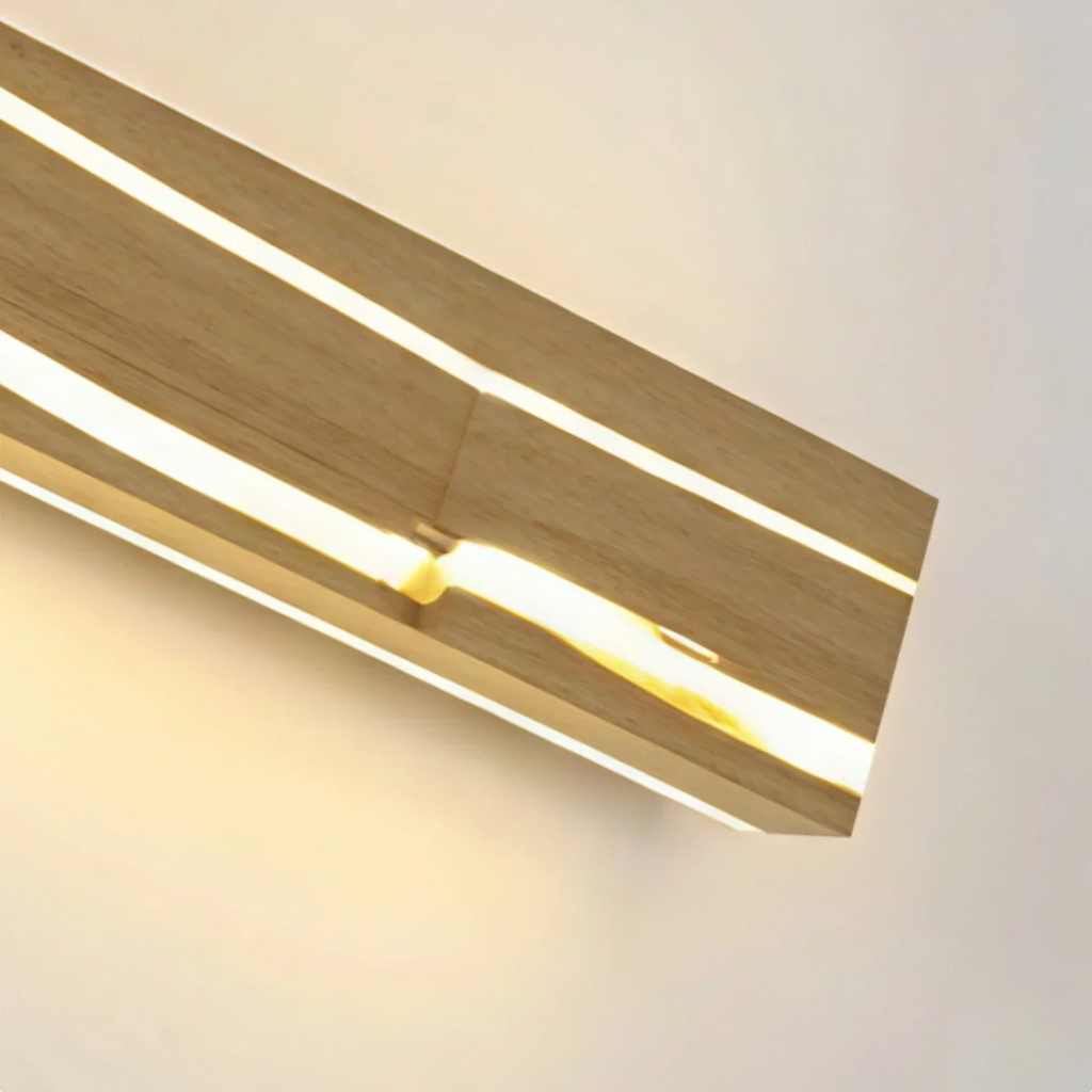 Modern LED Wall Lamp - Wood & Metal Linear Rectangle for Bedroom - Flindria