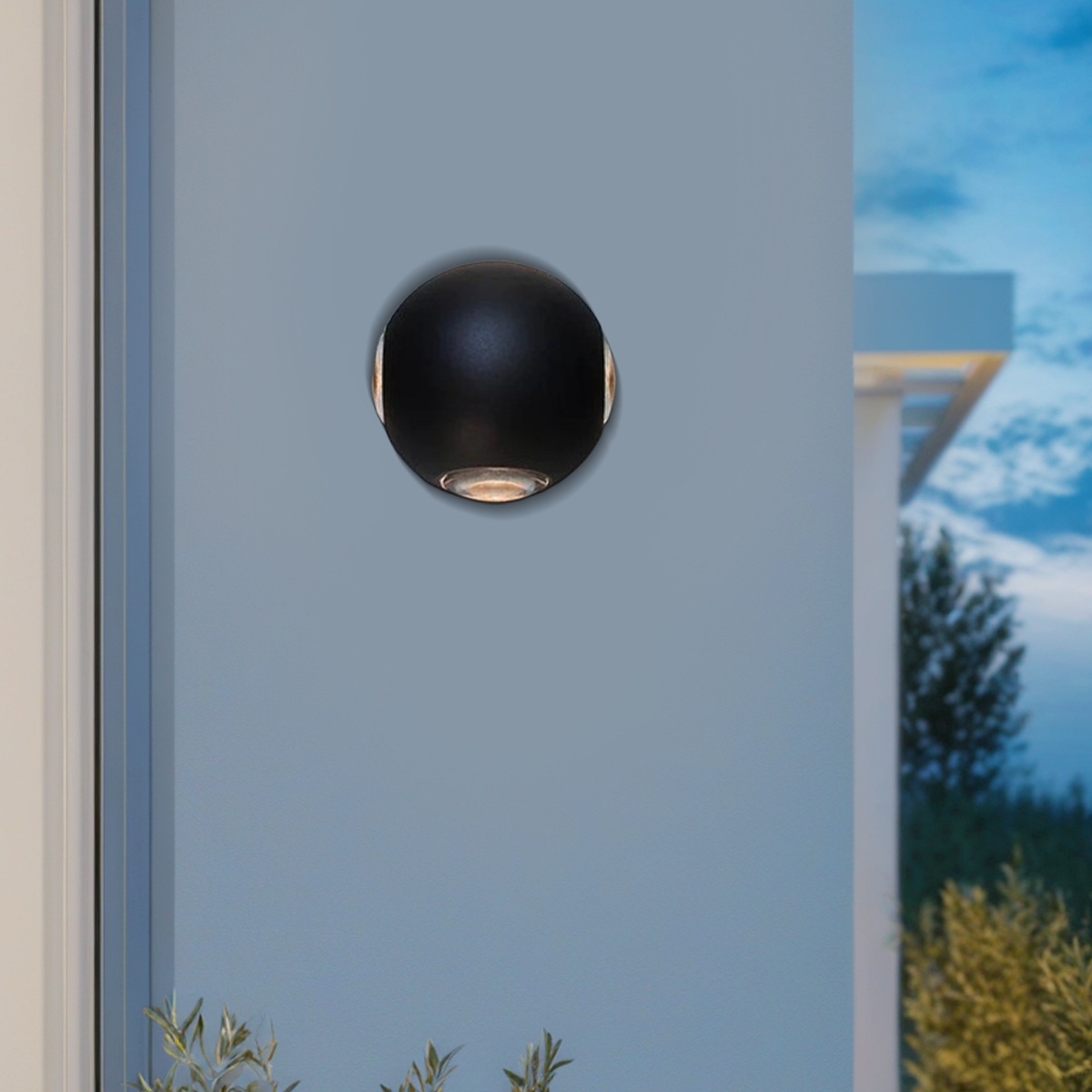Moderne bolvormige buitenwandlamp - Zwart metaal voor tuin - Flindria