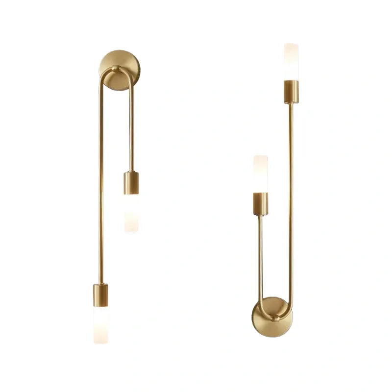 Luz de pared lineal en forma de U Modern – Metal dorado para dormitorio/sala de estar - Flindria
