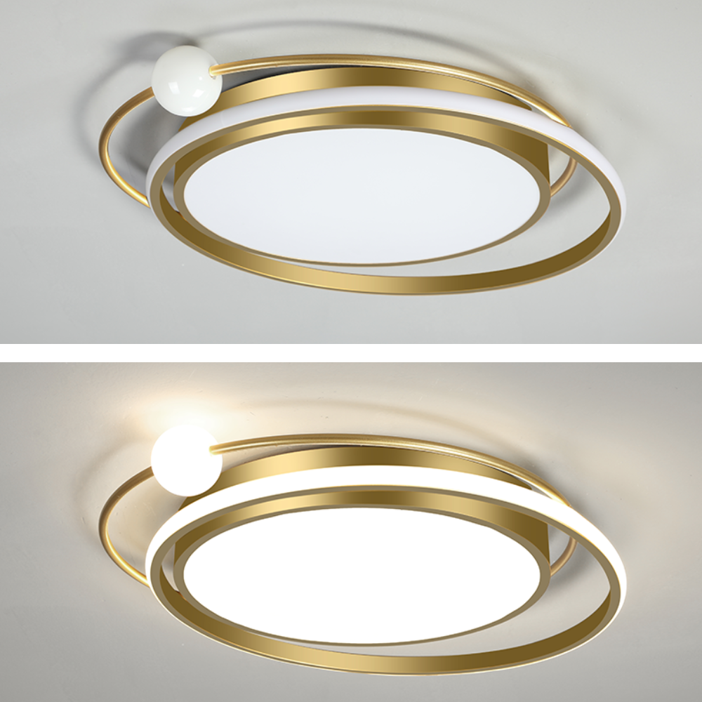 Modern Planet Ceiling Light - Black/Gold Metal for Living Room - Flindria