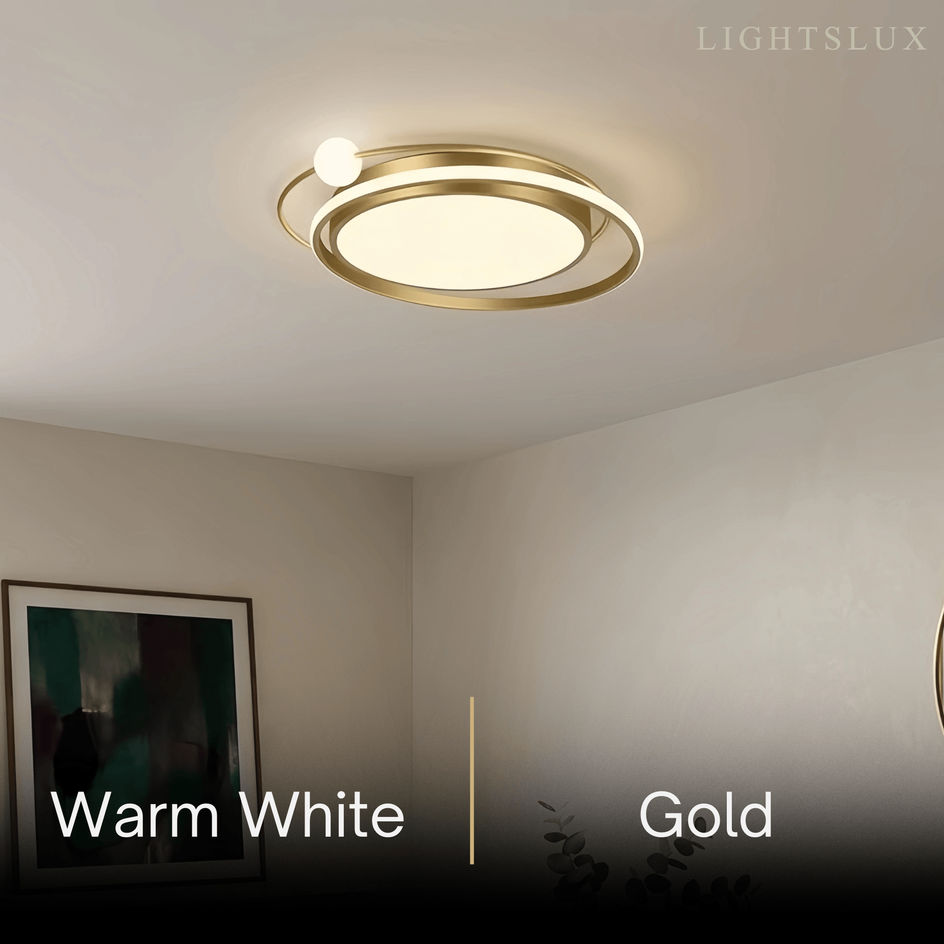 Modern Planet Ceiling Light - Black/Gold Metal for Living Room - Flindria