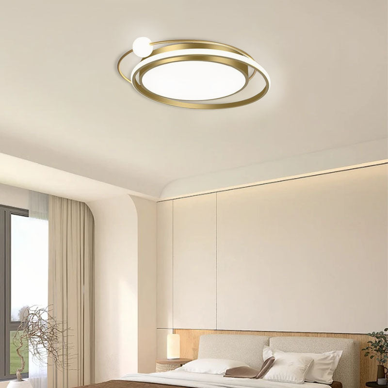 Modern Planet Ceiling Light - Black/Gold Metal for Living Room - Flindria