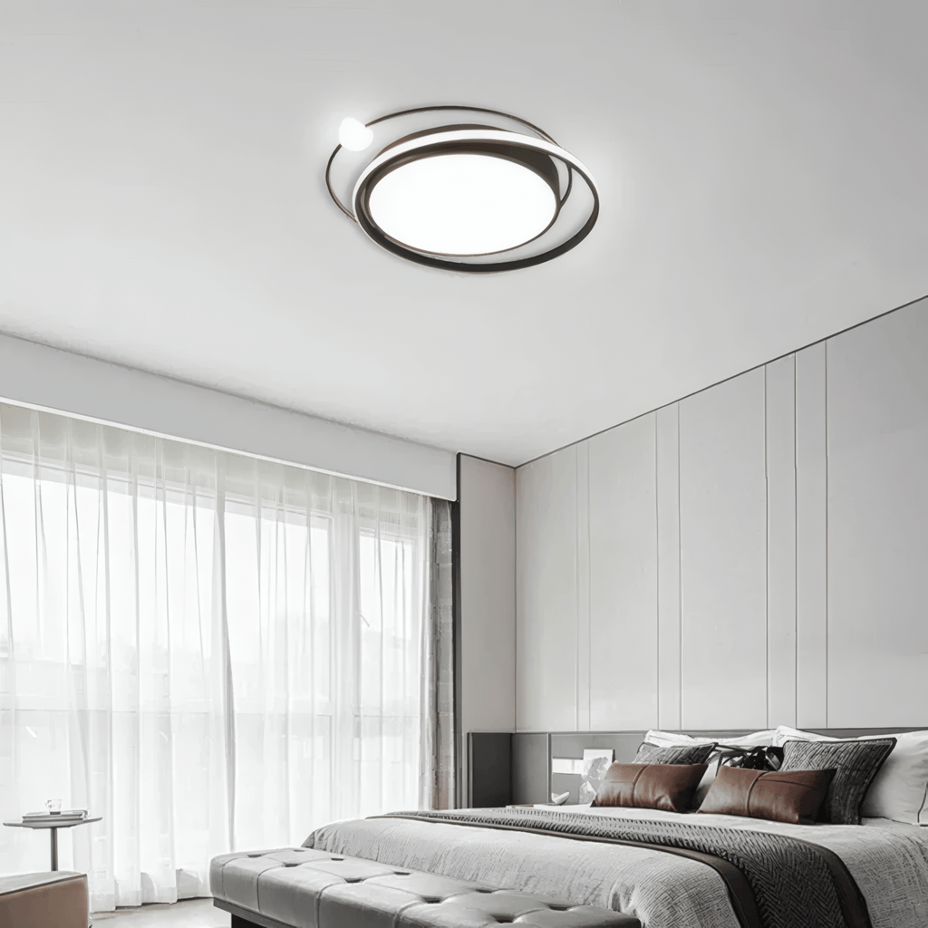 Modern Planet Ceiling Light - Black/Gold Metal for Living Room - Flindria