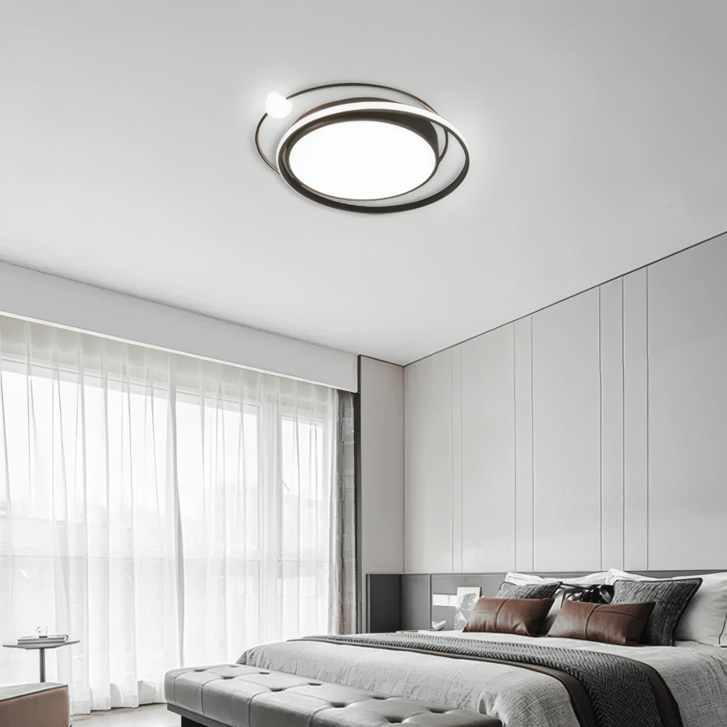 Modern Planet Ceiling Light - Black/Gold Metal for Living Room - Flindria