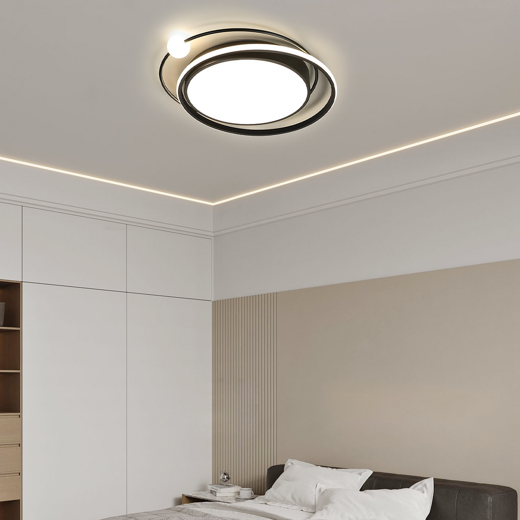 Modern Planet Ceiling Light - Black/Gold Metal for Living Room - Flindria