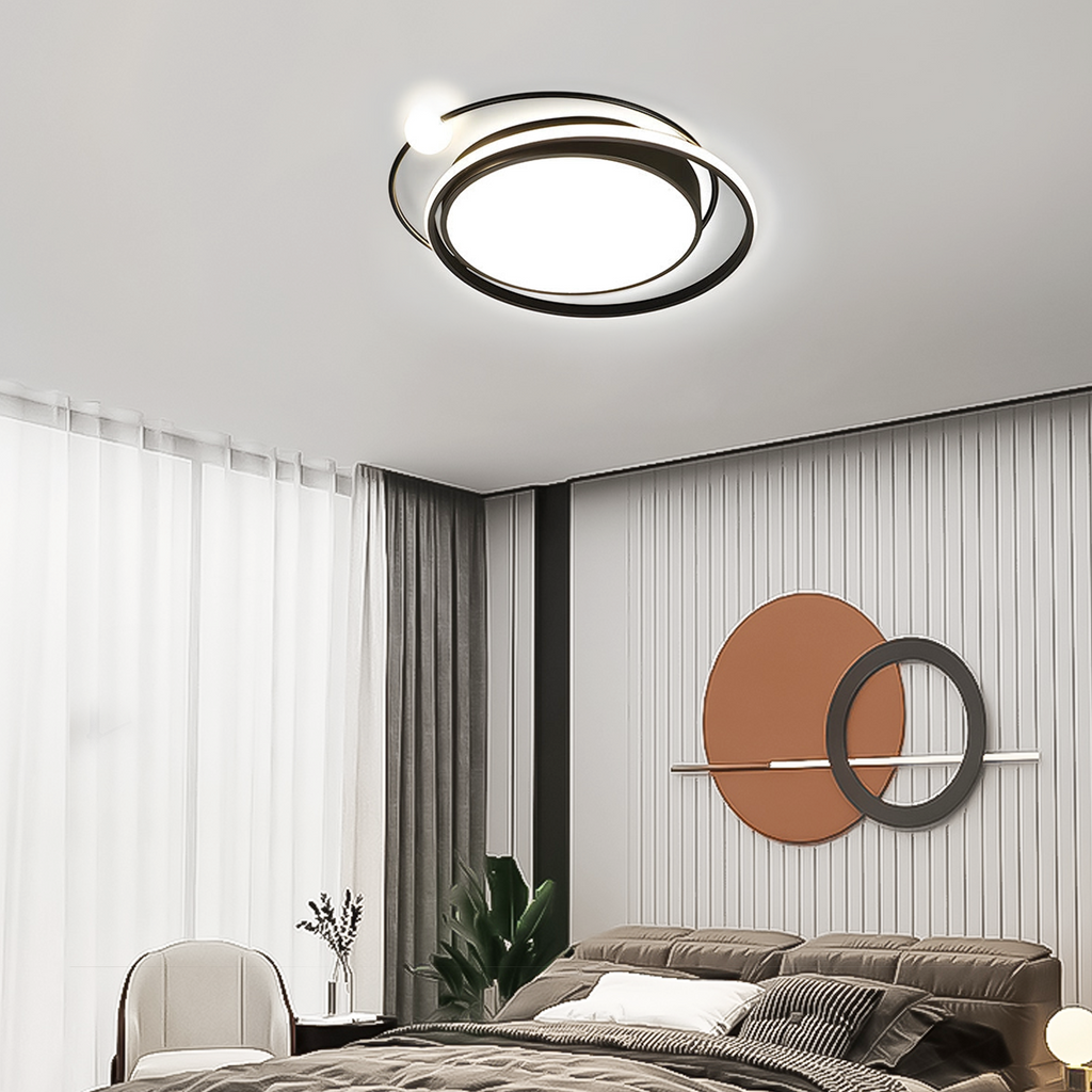 Modern Planet Ceiling Light - Black/Gold Metal for Living Room - Flindria