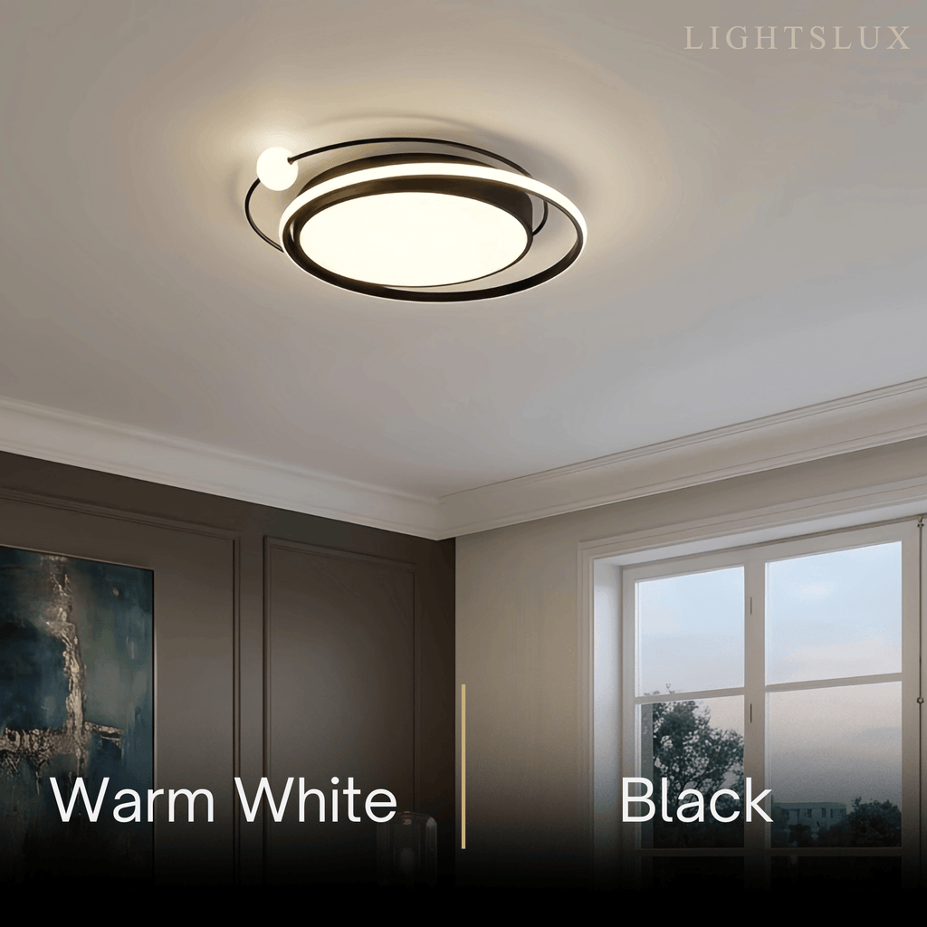 Modern Planet Ceiling Light - Black/Gold Metal for Living Room - Flindria