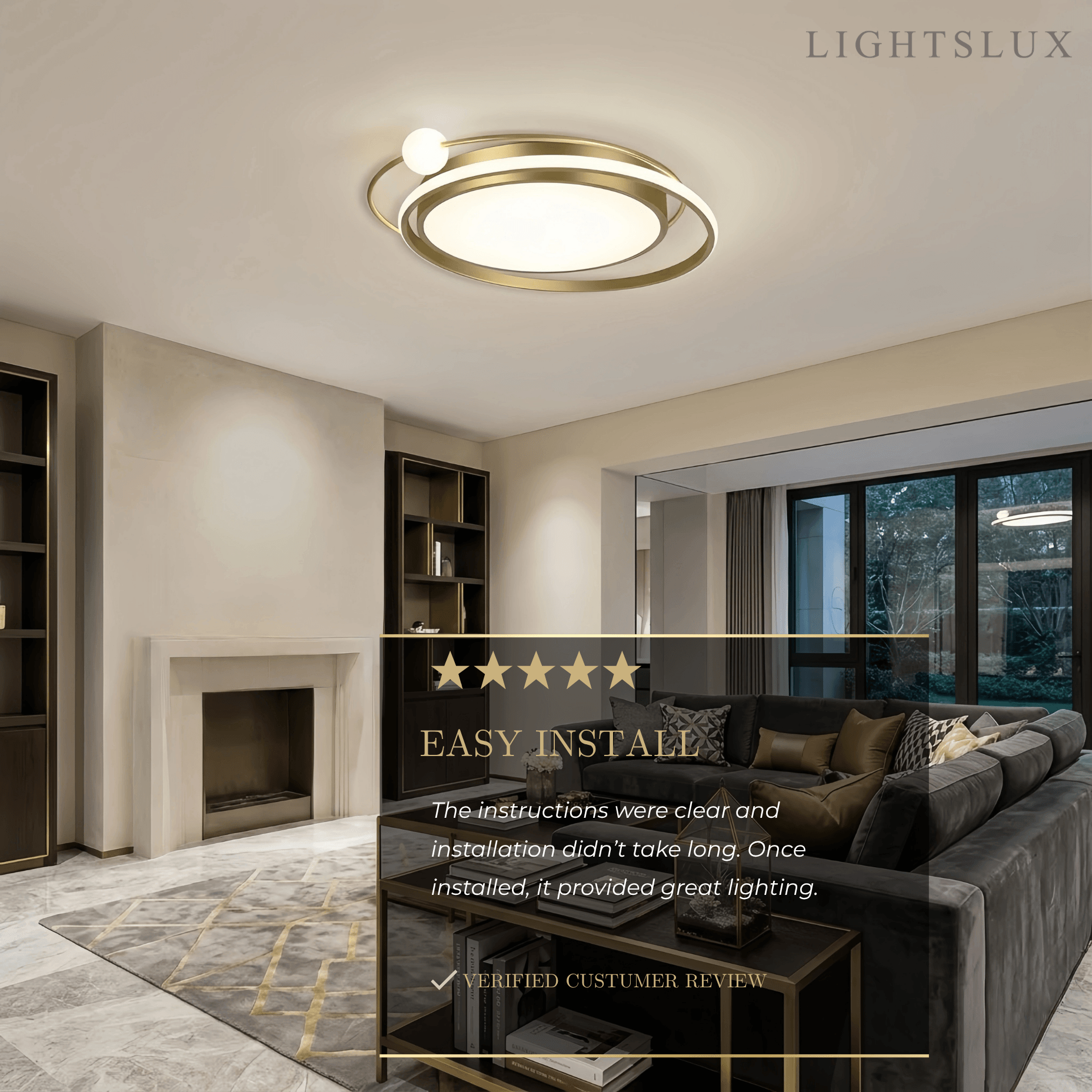 Modern Planet Ceiling Light - Black/Gold Metal for Living Room - Flindria