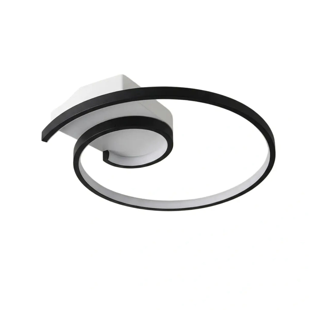 Spiral Ceiling Light - Modern Black-White/White Metal for Dining & Bedroom - Flindria