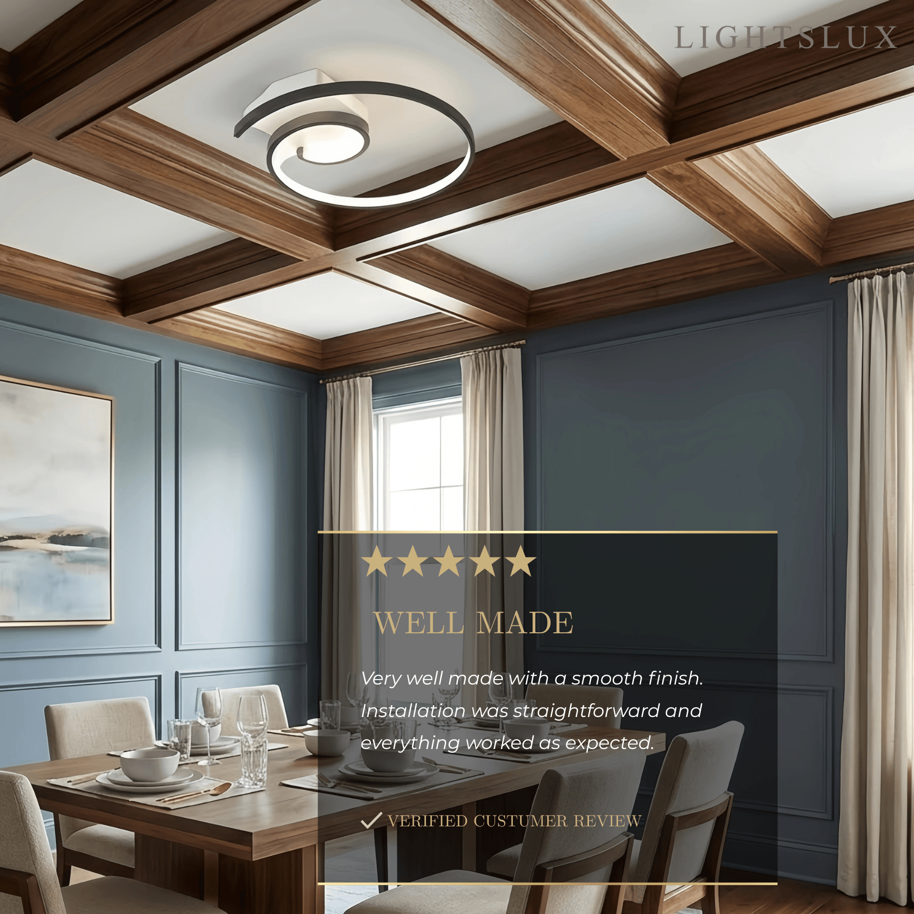 Spiral Ceiling Light - Modern Black-White/White Metal for Dining & Bedroom - Flindria