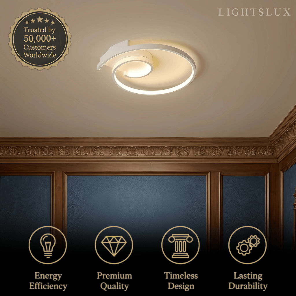 Spiral Ceiling Light - Modern Black-White/White Metal for Dining & Bedroom - Flindria