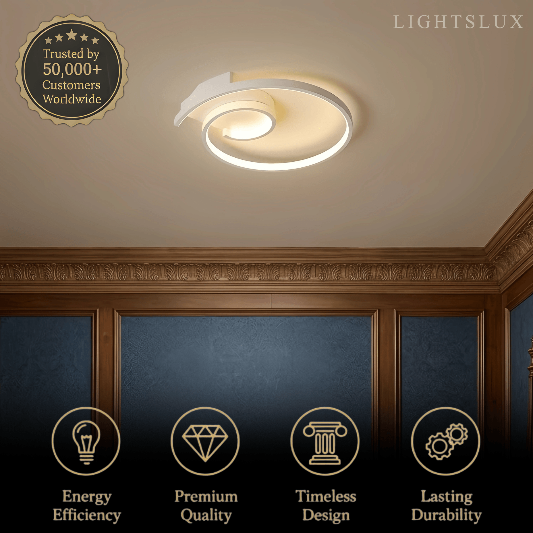Spiral Ceiling Light - Modern Black-White/White Metal for Dining & Bedroom - Flindria