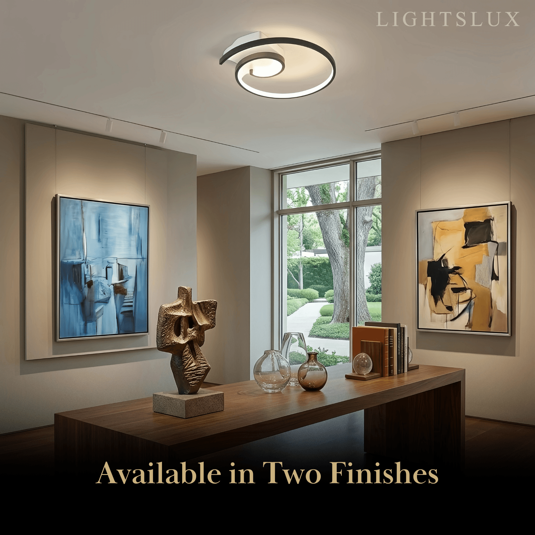 Spiral Ceiling Light - Modern Black-White/White Metal for Dining & Bedroom - Flindria