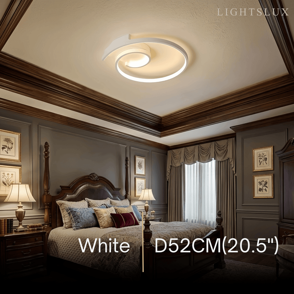 Spiral Ceiling Light - Modern Black-White/White Metal for Dining & Bedroom - Flindria