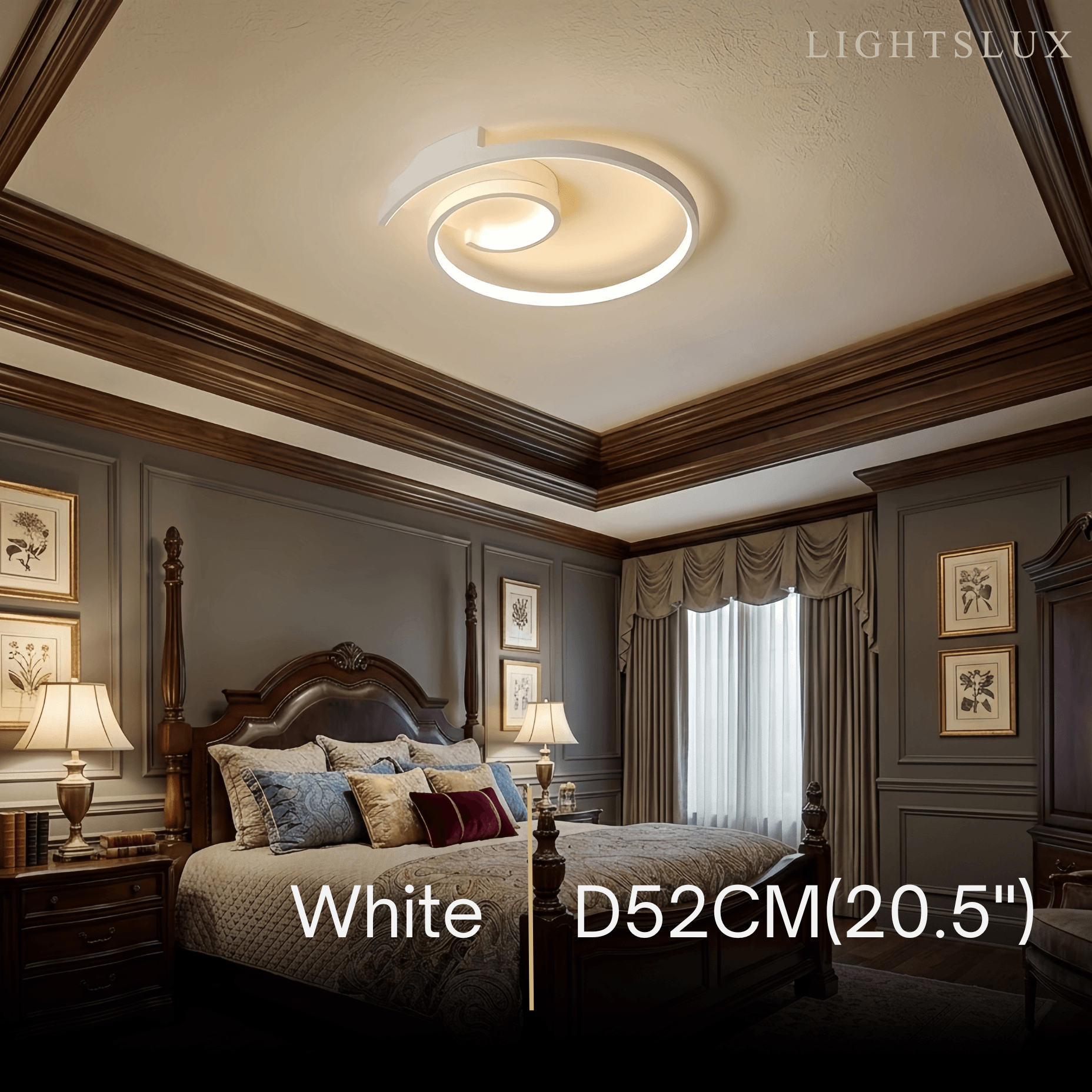 Spiral Ceiling Light - Modern Black-White/White Metal for Dining & Bedroom - Flindria