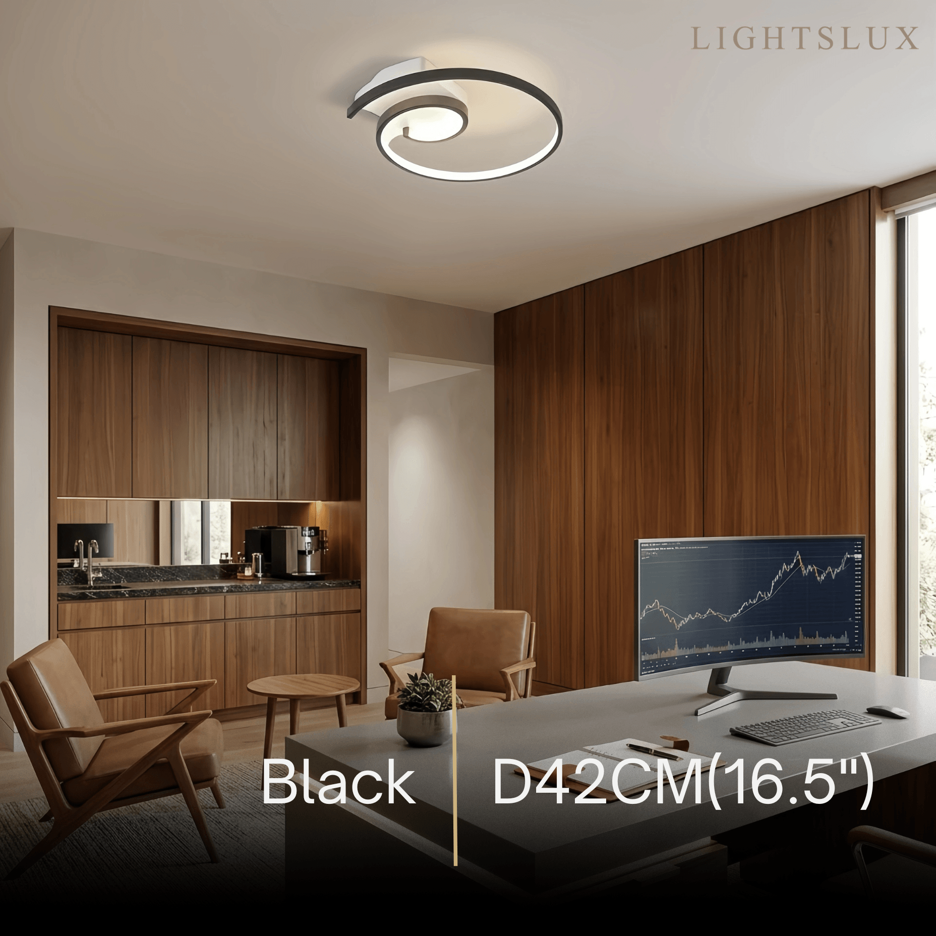 Spiral Ceiling Light - Modern Black-White/White Metal for Dining & Bedroom - Flindria
