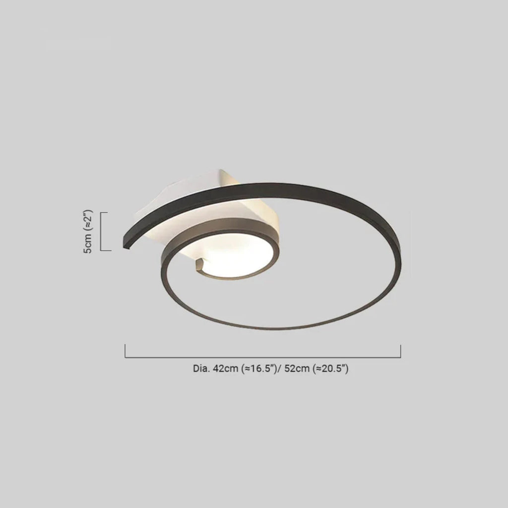 Spiral Ceiling Light - Modern Black-White/White Metal for Dining & Bedroom - Flindria