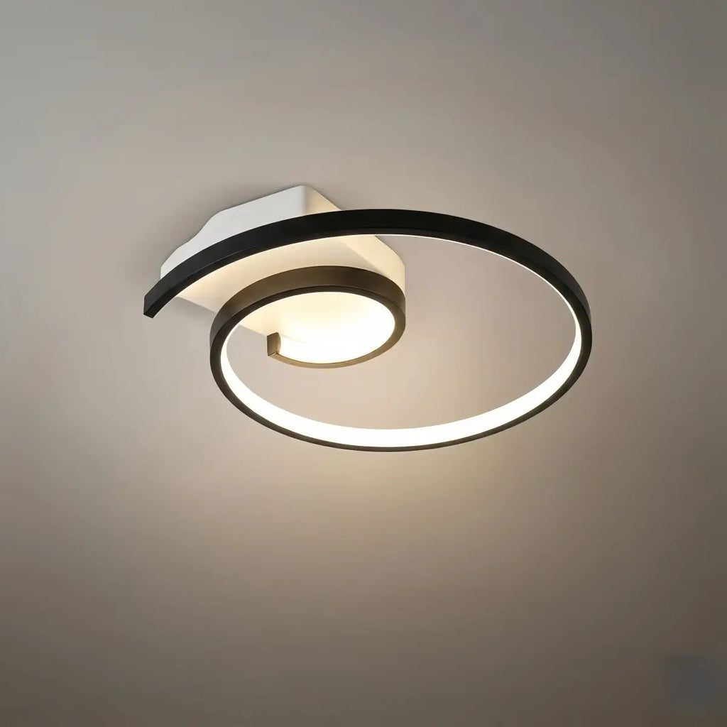 Spiral Ceiling Light - Modern Black-White/White Metal for Dining & Bedroom - Flindria