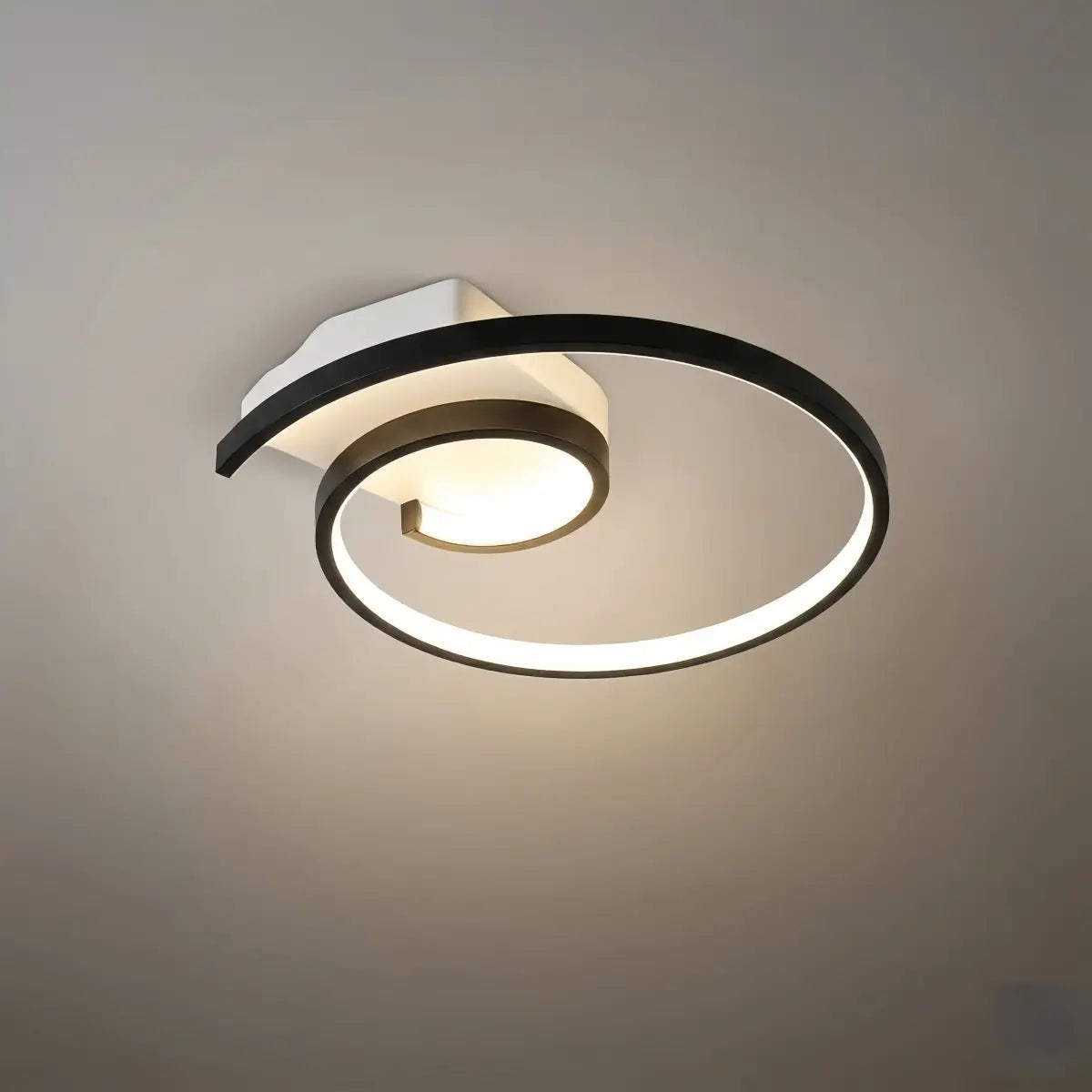 Spiral Ceiling Light - Modern Black-White/White Metal for Dining & Bedroom - Flindria