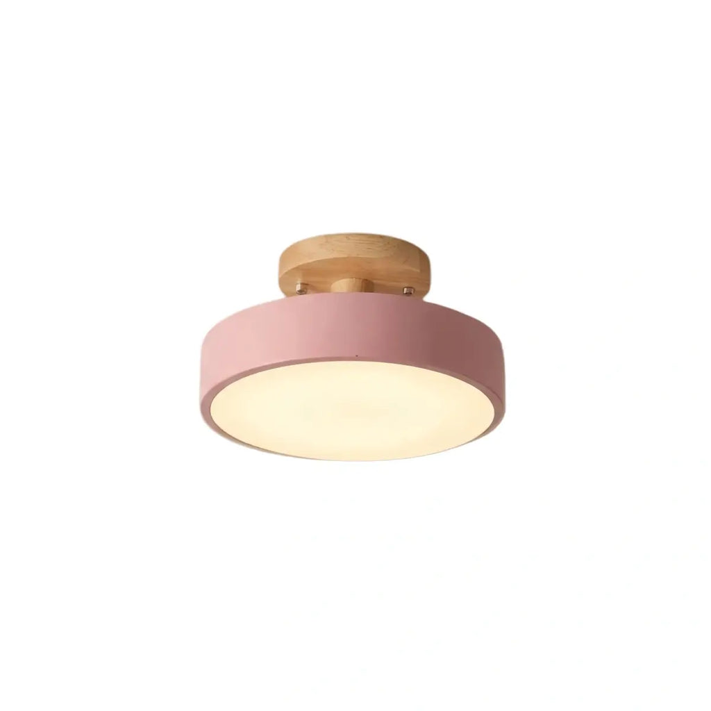 Plafonnier Style Morandi - Bois et Acrylique Blanc/Rose/Vert pour Chambre - Flindria