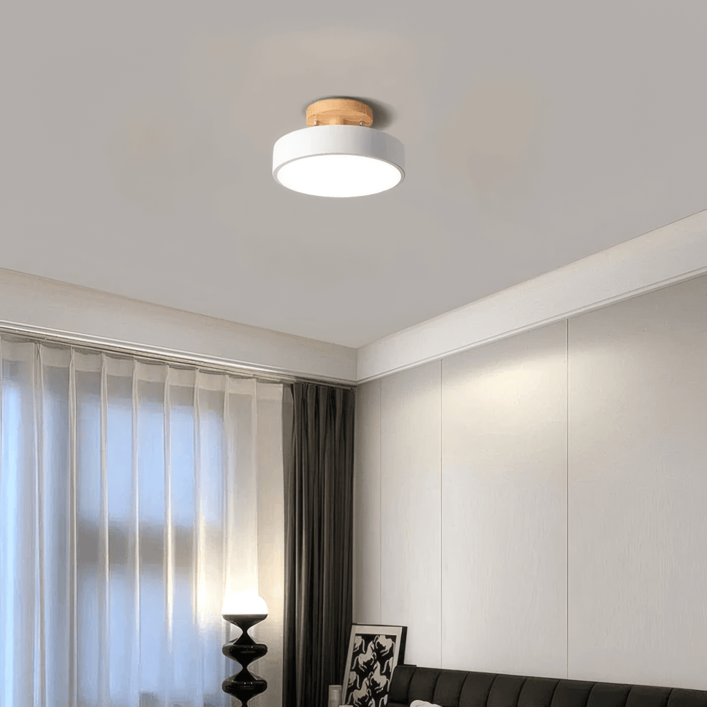Plafonnier Style Morandi - Bois et Acrylique Blanc/Rose/Vert pour Chambre - Flindria