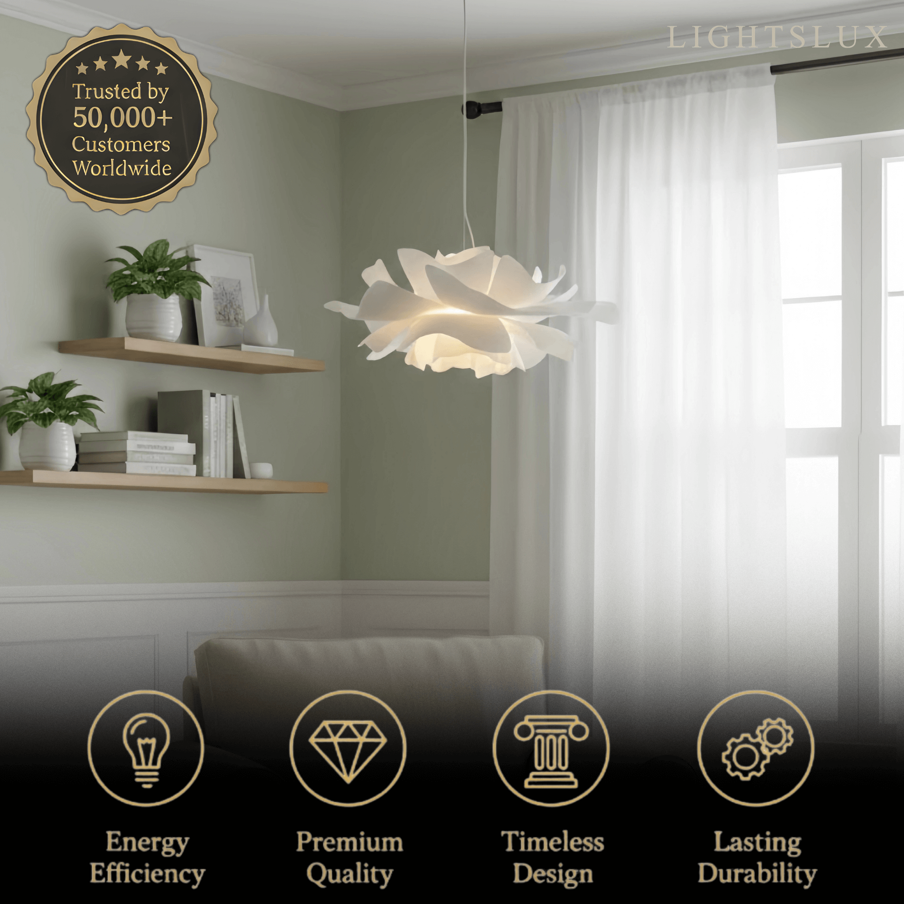 Modern Flower-Shaped Pendant Light – White Metal/Acrylic for Dining Room - Flindria