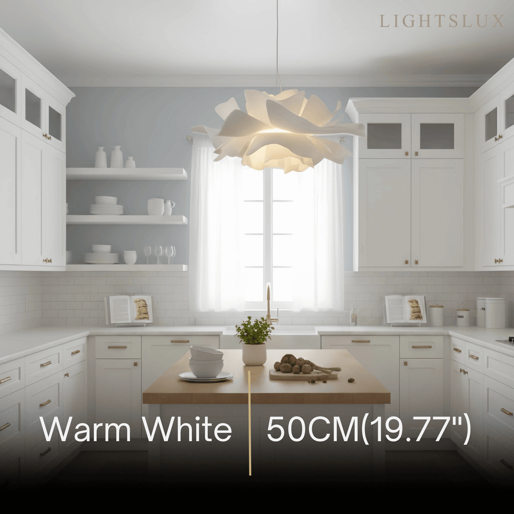 Modern Flower-Shaped Pendant Light – White Metal/Acrylic for Dining Room - Flindria