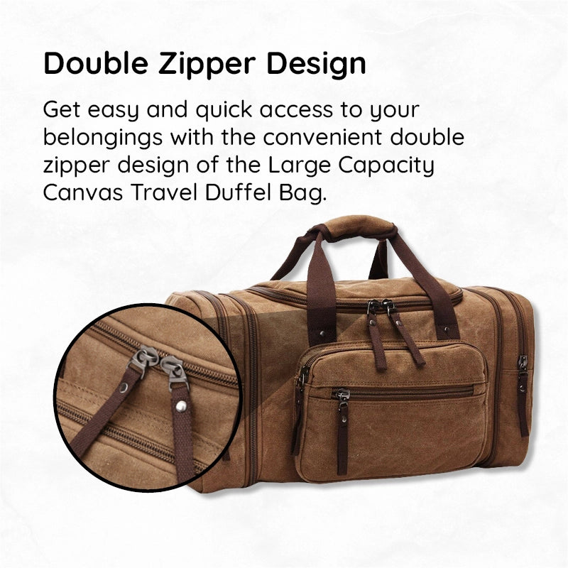 Nagy űrtartalmú vászon utazótáska — tágas főrekesszel