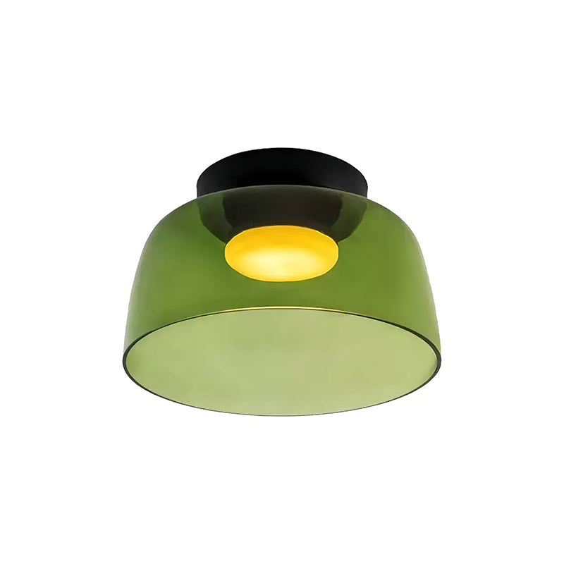 Tiered Glass Ceiling Light — Metal Frame, Black Green Smoke Gray Orange Finishes, Integrated LED, 32-42cm Diameter