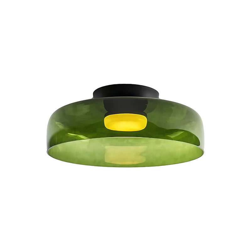 Tiered Glass Ceiling Light — Metal Frame, Black Green Smoke Gray Orange Finishes, Integrated LED, 32-42cm Diameter