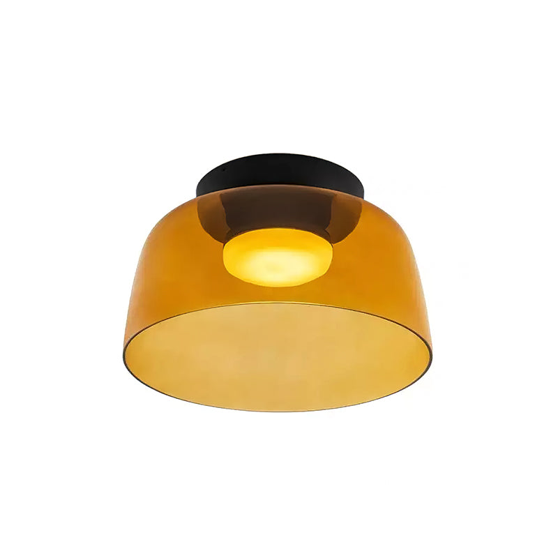 Tiered Glass Ceiling Light — Metal Frame, Black Green Smoke Gray Orange Finishes, Integrated LED, 32-42cm Diameter