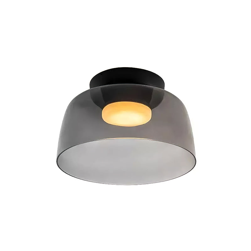 Tiered Glass Ceiling Light — Metal Frame, Black Green Smoke Gray Orange Finishes, Integrated LED, 32-42cm Diameter
