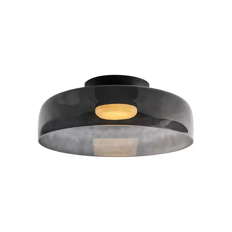 Tiered Glass Ceiling Light — Metal Frame, Black Green Smoke Gray Orange Finishes, Integrated LED, 32-42cm Diameter